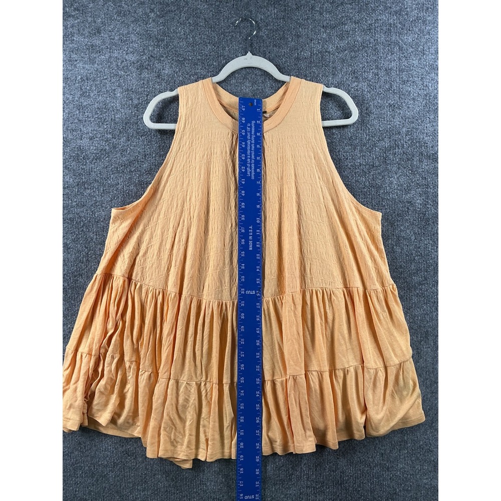 Free People Peach Tiered Babydoll Sleeveless Tank Top Keyhole Back Womens Small